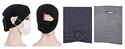 4 Pieces Muslim Under Scarf with Ear Hole Stretch Jersey Inner Hijabs Tube Caps for Islamic Women Turban Bonnet… - color: Red+yellow+blue+pink