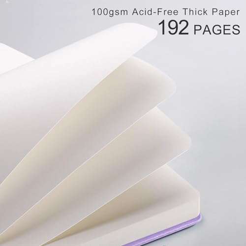 Blank Journal for Women Men, 192 Pages A5 Notebook Journal, Hardcover Notebook with 100Gsm Thick Pages, Leather Note Book for Writing, Travel, Business, Office, Prayer 5.7 x 8.3, Light Purple - color: Light Purple, style: Plain