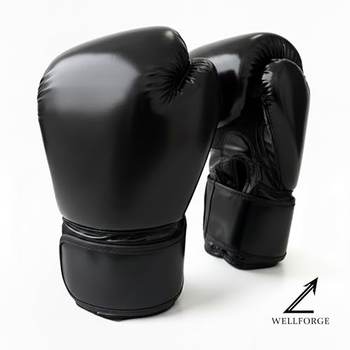 Wellforge Boxing Gloves 10oz/12oz for Training – Durable Premium Synthetic Leather Gloves with Pre-Molded Foam Padding and Secure Wrist Support for Sparring & Workouts - size: 12oz