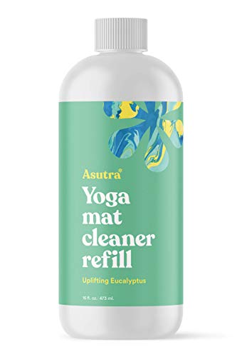 ASUTRA Yoga Mat Cleaner Spray Refill (Uplifting Eucalyptus), 16 fl oz - No Slippery Residue, Organic Essential Oils Deep-Cleansing for Fitness Gear & Gym Equipment