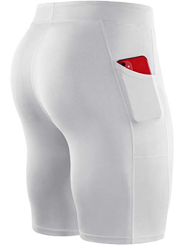 NELEUS Men's 3 Pack Running Compression Shorts with Pockets - color: 6072 Black/Grey/White,3 Pack, size: Large