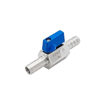 1/2” 304 Stainless Steel Mini Barb Ball Valve, Hose Shut Off Valve with Clamps, Corrosion Resistant Shut-Off Switch for Water, Gas, Fuel, Drip Irrigation - size: 1/2”