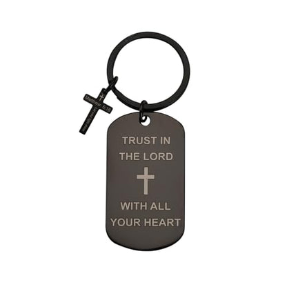 Christian Keychain Set Bible Verse Religious Keychains Scripture Quote Inspirational Gifts Supplies for Men Women - color: Black-men 1piece