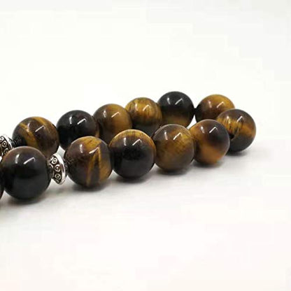 Natural Tiger Eyes tasbih Muslim Man misbaha Prayer Beads 33 66 99beads Arabic Fashion Rosary (8mm, 33 Beads) - color: 33 beads, size: 8mm