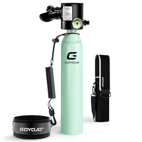 GOYOJO Mini Scuba Tank, Portable Diving Lung Air Tank with DOT Certified | Refillable Emergency Backup Pony Bottle for Snorkeling, Underwater Breathing, Training - color: 0.5L Mint Green
