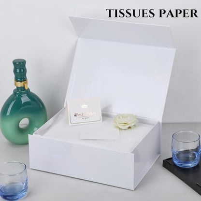 UoeRing 6 Pcs White Gift Box 11.5x8x4 Inch with Magnetic Lid | Collapsible Luxury Present Box,for Birthday,Christmas Holiday Gift Includes Card,Ribbon,Tissue Paper & Shredded Filler - color: 11.5x8x4 Inch-White-Pack of 6