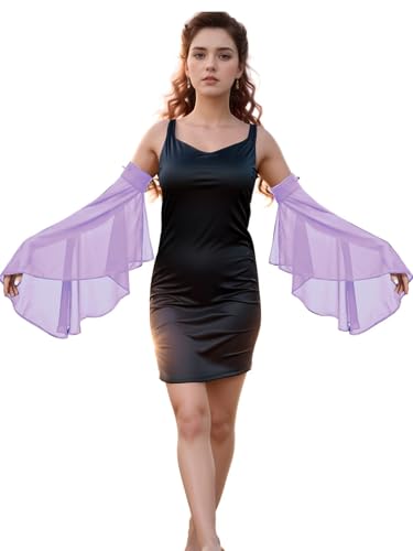 Detachable Sleeves for Wedding Dresses Chiffon Bell Sleeve Arm Covers Victorian Gothic Bridal Gown Accessories - color: Purple