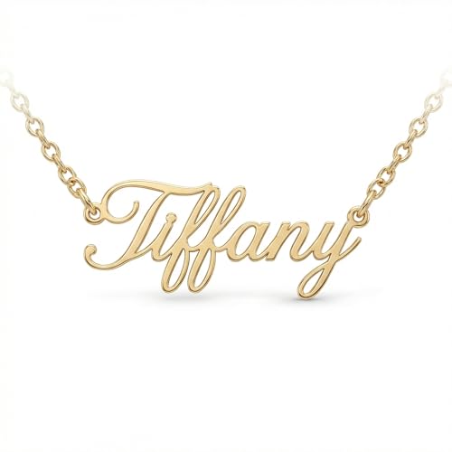 Personalized Custom Name Necklace, Custom Nameplate Pendant, Gift for her, Christmas, Mother's Day, Valentine's Day, Birthday - color: 18K Gold Plated Sterling Silver