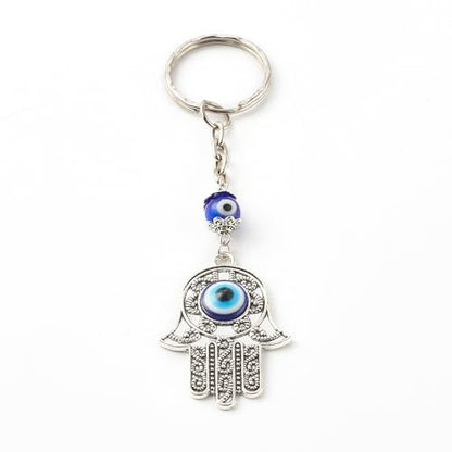 5pcs Evil Eye Keychain Hamsa Hand Keychain Key Rind Good Luck Amulet Protection Charm for Men Women Car Key Ring Bag Purse, 10.7cm