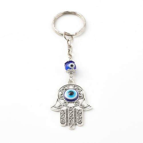 5pcs Evil Eye Keychain Hamsa Hand Keychain Key Rind Good Luck Amulet Protection Charm for Men Women Car Key Ring Bag Purse, 10.7cm