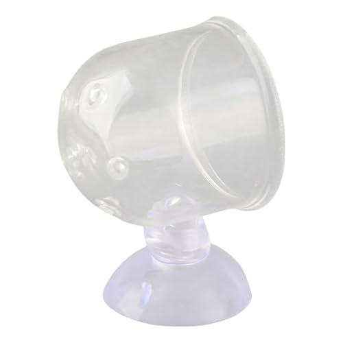 Aquarium Feeding Cup Fish Feeder Glass Acrylic Suction Cup Container for Freshwater Saltwater Tanks with Premium Suction Red Live Food Feeder (Glass Perforated (Suitable for nematodes)) - size: Glass perforated cup (suitable for nematodes)