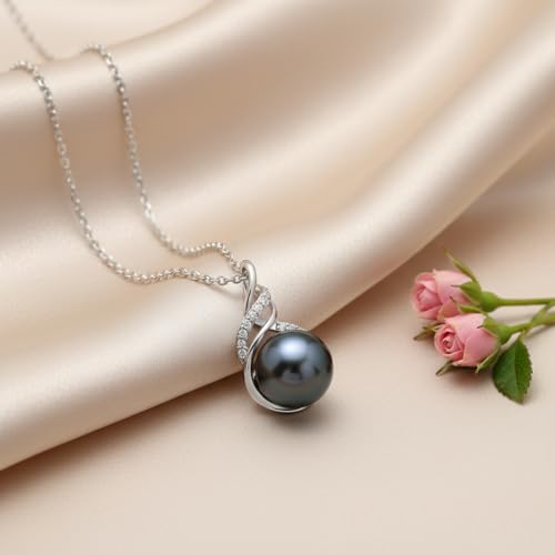 TRYNDI Tahitian Black Pearl Necklaces for Women - Wife Christmas Gift Ideas - style: Black Pearl Knot