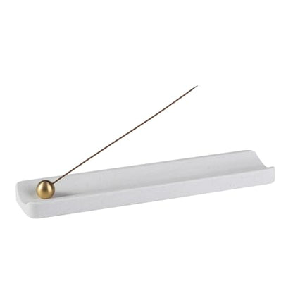 Koville Italian Quarella Engineered Marble Incense Holder, Incense Holders for Sticks, Sturdy Incense Burner Ideal for Meditation and Relaxing, Easy to Clean(Ariete Quarella) - color: White Engineered Marble-ariete