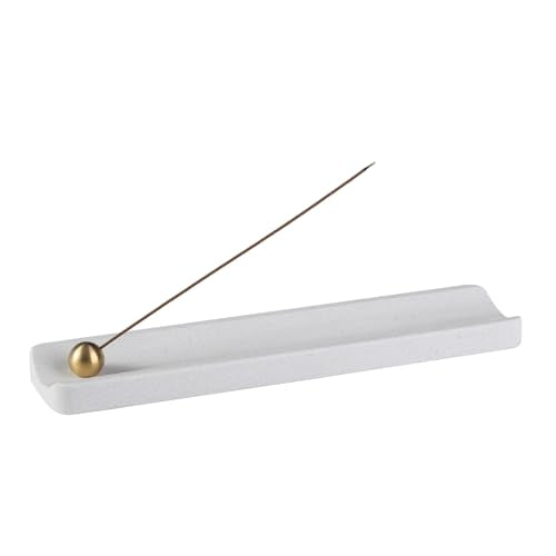 Koville Italian Quarella Engineered Marble Incense Holder, Incense Holders for Sticks, Sturdy Incense Burner Ideal for Meditation and Relaxing, Easy to Clean(Ariete Quarella) - color: White Engineered Marble-ariete