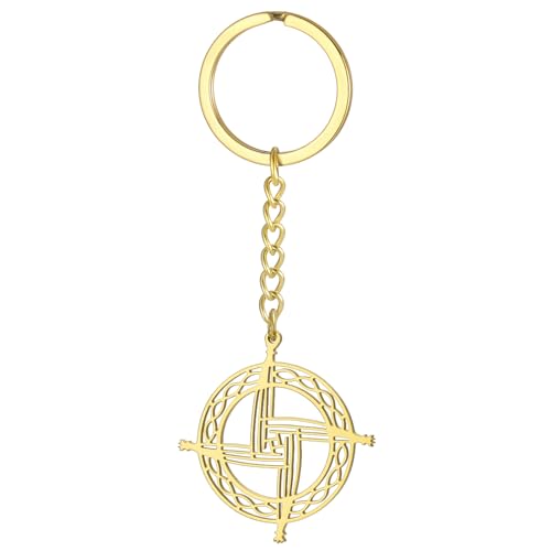 Dreamtimes Saint Brigid Cross Keychain for Women Man Stainless Steel Bag Car Keyring for Faith Protection & Irish Jewelry - color: Gold