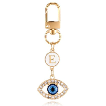 XGALBLA Small Evil Eye Keychains Initial Letter Key Chains for Women Men Car Key Bag Purse Charm- Good Luck Amulet Protection - color: Evil Eye 2-e