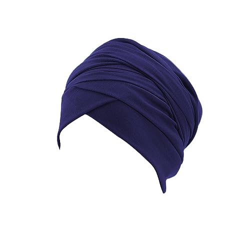 Turban Head Wrap Scarf,African Women' Soft Long Scarf Shawl Hair Bohemian Headwrap Stretch Headband Tie - color: Navy