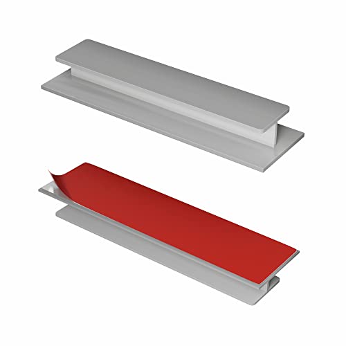 HRX Self-Adhesive Edge Fingerpull Door Handle - Easy to Install Screwless Peel and Stick on Glass, Wood, Metal, Plastic - Sliding Doors Knob for Kitchen Fronts, Drawers & Dressers Panels - 2 Pack - color: Clear Anodized