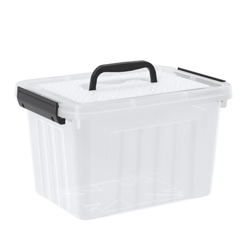 Kekow 6 L Clear Storage Box, Plastic Storage Latch Box with Black Handle, 4-Pack - size: 6 L