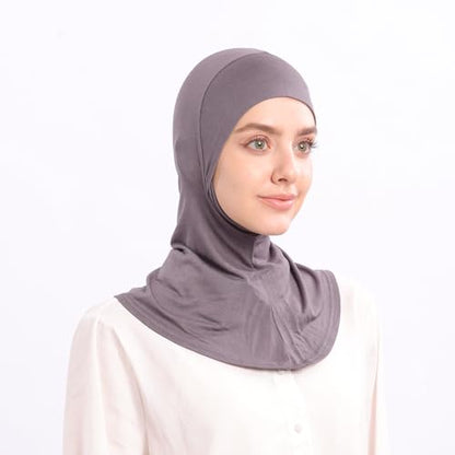 Modal Jersey Muslim Amira Instant Hijab Scarf for Women Jersey Hijab Undercaps - color: Dark Grey