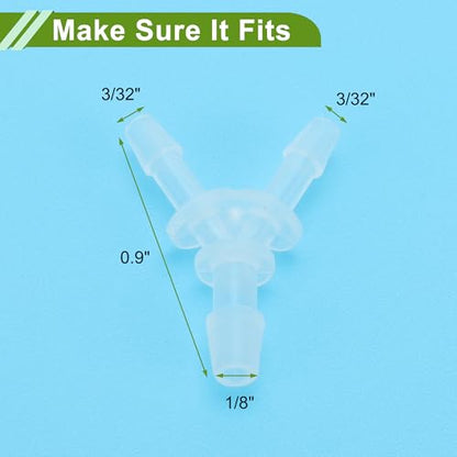 Plastic Hose Barb Fitting 3/32" x 1/8" x 3/32" Y Shaped Barb Connector PP 4 Pcs - size: 3/32"-1/8"-3/32"