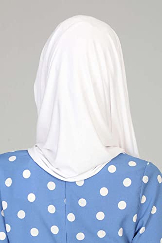 Aisha's Design Instant Hijab Scarves for Women, 95% Cotton Pretied Bonnet Turban Easy to Wear Cotton Headscarf - color: White