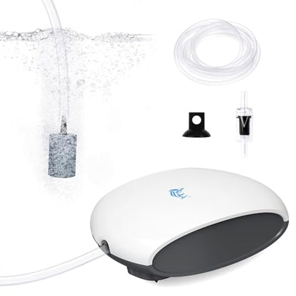 AQQA Aquarium Air Pump Quiet Fish Tank Aerator Pump Fish Oxygen Pump with Air Tubes Air Stones & Check Valve (3W for Up to 60 Gal) - size: 3W