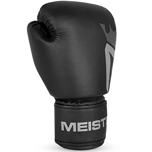 Meister [Critical] Boxing Gloves - Ergonomic High-Density Training Gloves | Pre-curved hand cage fits on day one, triple-layer impact foam, wide full-length wrist strap, matte EcoHide leather - style: 16 Ounce Gloves - Matte Black