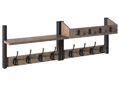 YMYNY 31.5" Coat Rack Wall Mount with Shelf, 4 in 1 Key and Coat Hanger with 12 Metal Hooks, Wall Shelf with Hooks & Mail Holder for Living Room, Bedroom, Silver Gray, HWS007Y-2 - color: Silver Gray, size: 31.5" - 4-in-1