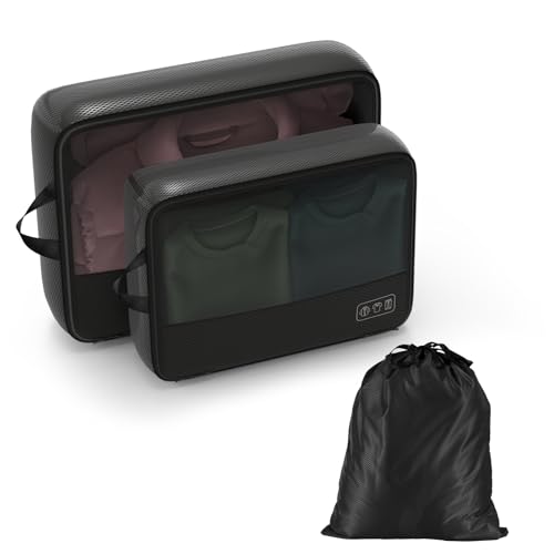 Compression Packing Cubes for Carry On Suitcase Backpack - color: black-3 set