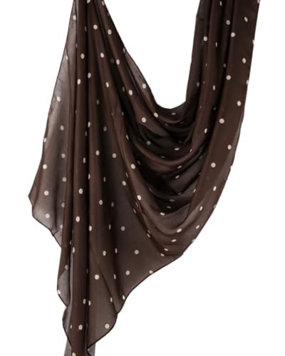 ZGMYC Watercolour Floral Printed Hijab Scarf for Women Soft Modal Cotton Instant Hijab Head Wraps Shawls Long Scarves - color: Brown Polka Dot