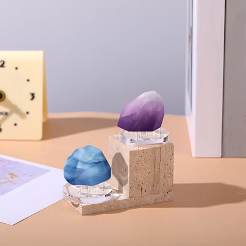 Jetec 8 Pcs Clear Acrylic Stand Rock Display 3 Peg Rock Display Easel | 2 x 2 x 1 Inch Small Geode Stands for Display, Easel and Holders for Fossil Coral Geode Rock Mineral Agate Small Collectibles