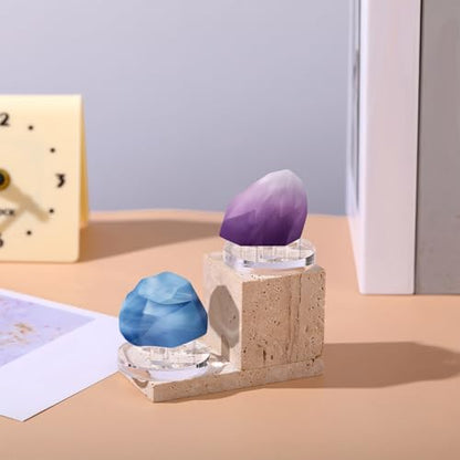 Jetec 8 Pcs Clear Acrylic Stand Rock Display 3 Peg Rock Display Easel | 2 x 2 x 1 Inch Small Geode Stands for Display, Easel and Holders for Fossil Coral Geode Rock Mineral Agate Small Collectibles