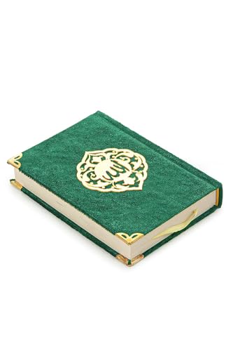 SODEF Velvet Covered Pocket Size Gift Quran Set - Arabic Text - Green