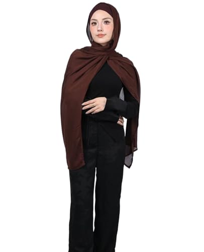 Modal Cotton Hijab Scarf for Women with Undercap Set - color: Coffee Brown