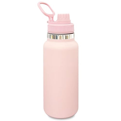 32 oz Insulated Water Bottle with Spout Lid - Double Wall Vacuum Sports Water Bottle - Powder Coated Cup for Gym Camping Hiking(Pink,1 pack) - color: Pink