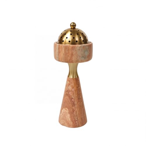 Sissi & yaya Marble Incense Burner with Brass Cover, 11 x 3.8 inches, Multi-Purpose Holder for Cones, Coils and Sticks (Light Brown) - color: Light Brown