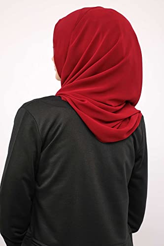Aisha's Design Instant Chiffon Shawl for Women Modesty Turban Hijab Head Wrap Ready to Wear Women Headscarf - color: Burgundy