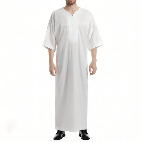 Men's Kaftan - Muslim Robe Thobe Caftan - color: White, size: Medium