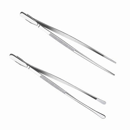 10-Inch Fine-Tip Kitchen Tweezers Tongs, Extra-Long Stainless Steel Cooking Tweezers Dishwasher Safe for Grilling, Baking & Food Prep (2 Parks 10In BBQ Tongs w/Hook) - color: 2 Parks 10in Bbq Tongs W/Hook