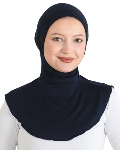 Prien Sport Hijab For Women, Muslim Head Scarf, Flexible Turban Girls, Chic Islamic Wear For Gym, Neck Collar Bonnet Viscose - color: Navy Blue