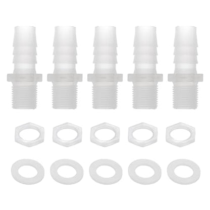1 Set Aquarium Plastic Hose Barb Fitting 1/2" Barb G3/8 NPT Male Hose Adapter Clear PP