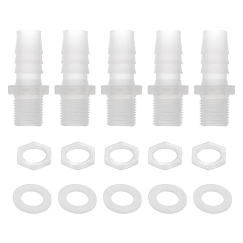 1 Set Aquarium Plastic Hose Barb Fitting 1/2" Barb G3/8 NPT Male Hose Adapter Clear PP
