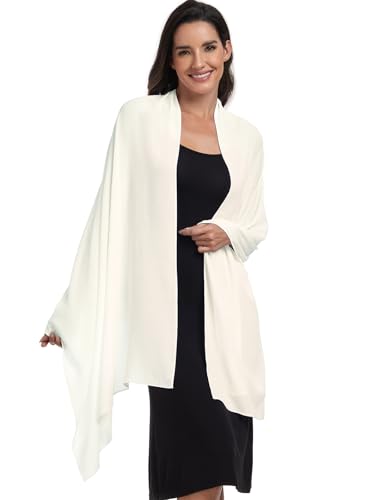 Chiffon Shawl and Wraps for Women Warm Scarves Wedding Evening Bridal Scarfs Pashmina Shawls - color: Ivory