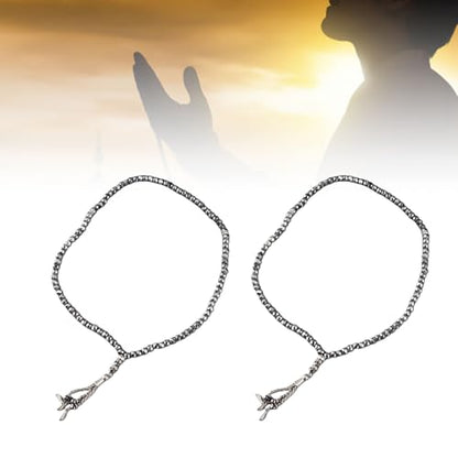 2Pcs Muslim Prayer Beads, 99 Beads Mihrab Separators Count Exquisite Design Tasbih Prayer Beads for Hand Bag, Wood Tasbih Prayer Beads Islamic Prayer Beads(Silver Gray) - color: Silver Gray