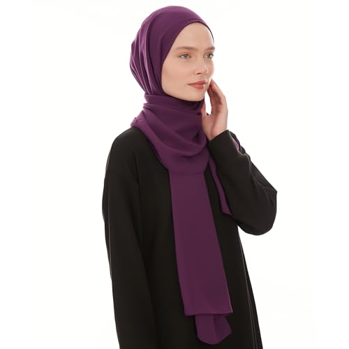Chiffon Hijab Scarf for Women - Chiffon Hijab Muslim Headscarf Shawl - Soft Fashion Scarf Muslim Headscarf Shawl - color: Dark Purple