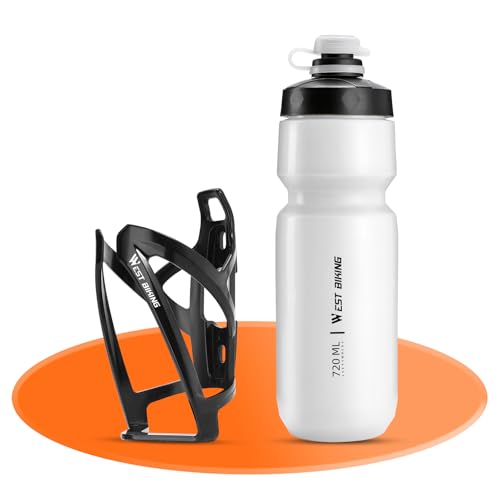 Bike Water Bottle Cage with Bottle, Durable Ultralight Plastic Water Drink Holder Rack, Lightweight PC Water Bottle Holder for Bicycle, Cycling Bottle Holder Cages for MTB, Road Bike(White) - color: White