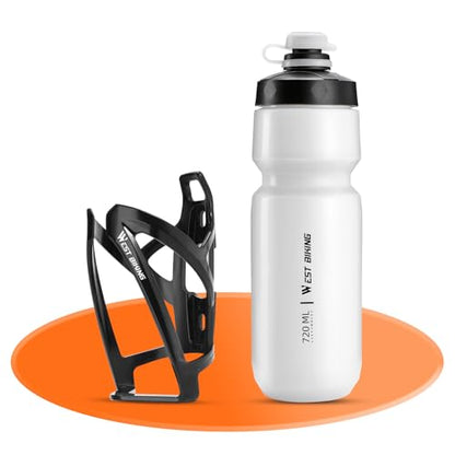 Bike Water Bottle Cage with Bottle, Durable Ultralight Plastic Water Drink Holder Rack, Lightweight PC Water Bottle Holder for Bicycle, Cycling Bottle Holder Cages for MTB, Road Bike(White) - color: White