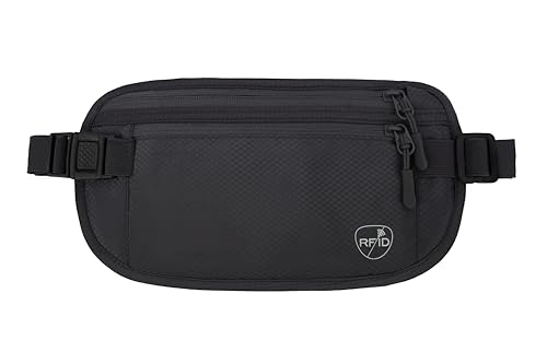 SUPACOOL Money Belt, Hidden Travel Wallet for Passport, RFID Blocking Passport Pouch, Passport Holder for Travel, Undercover Fanny Pack(Black) - color: Black