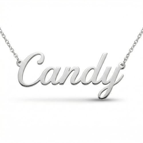 Personalized Custom Name Necklace, Custom Nameplate Pendant, Gift for her, Christmas, Mother's Day, Valentine's Day, Birthday - color: 18K White Gold Plated Sterling Silver